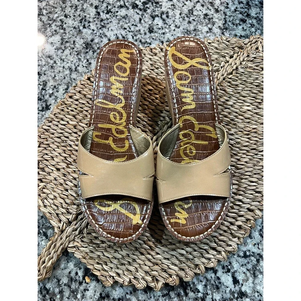 Sam Edelman Reid Patent Cork Wedge Sandals SZ 10M